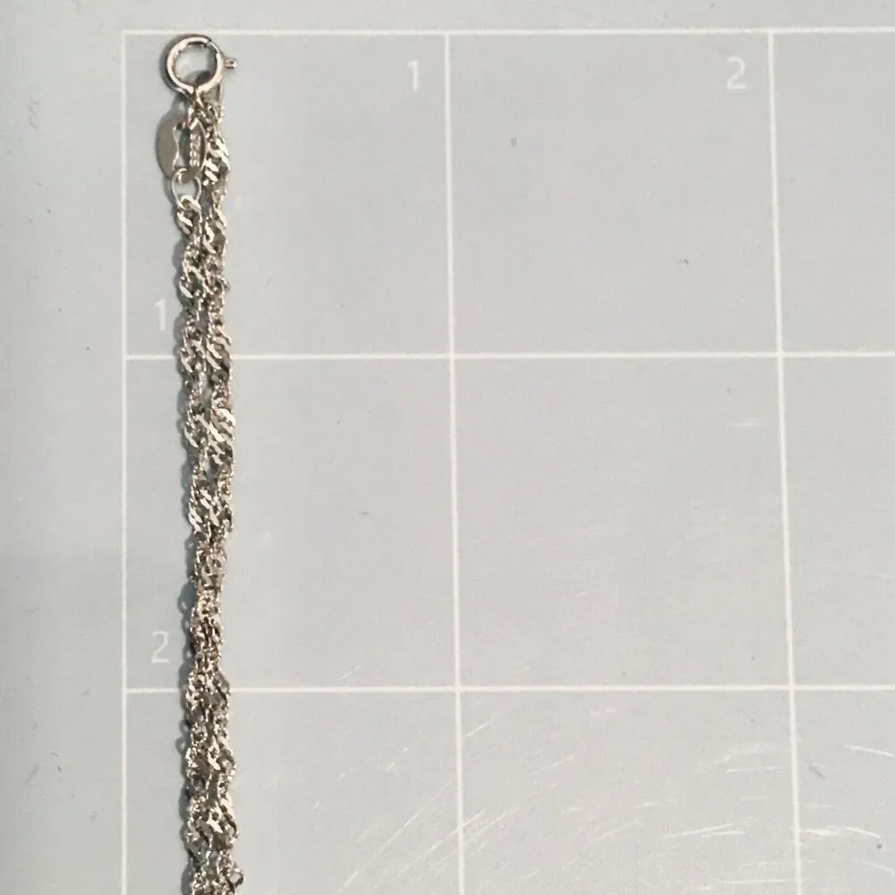 Cross Necklace Sterling Silver Cubic Zirconia Pendant 925 17in Twist Chain